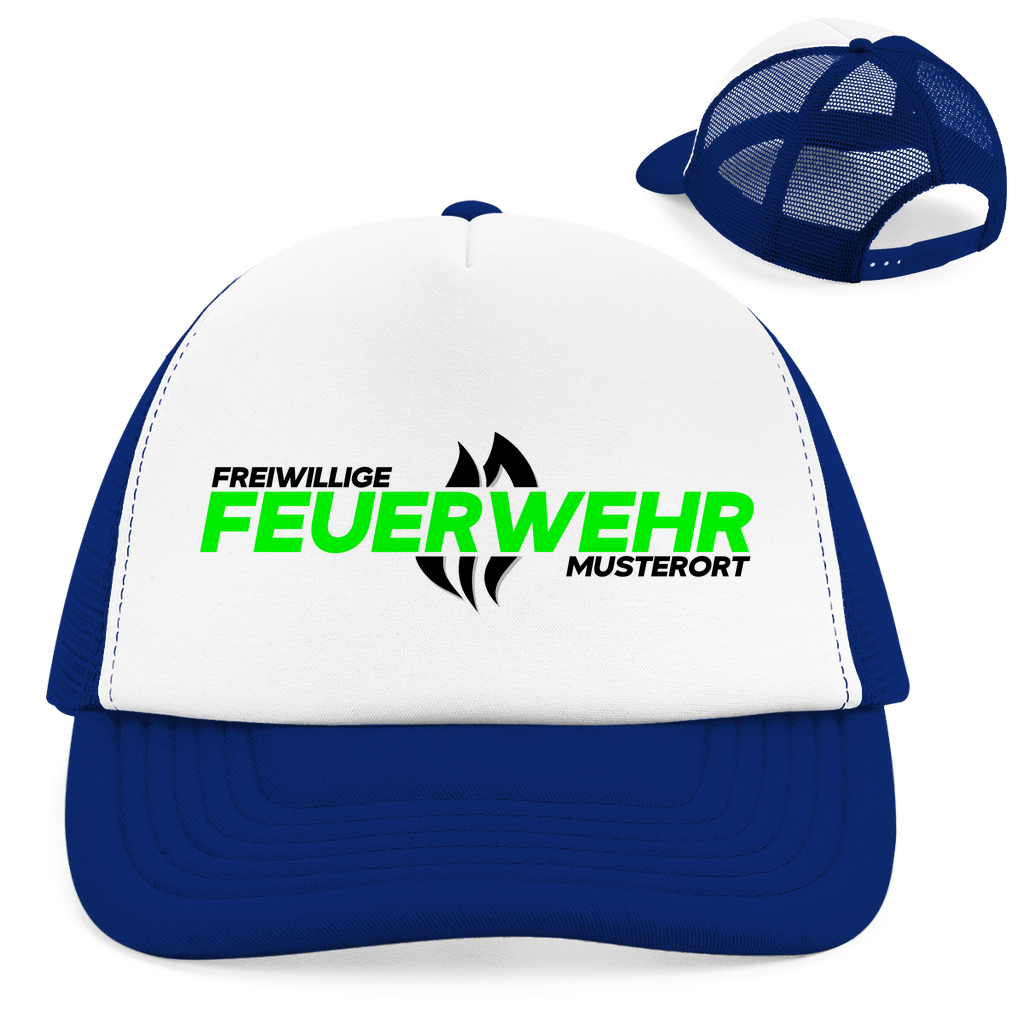 Retro Trucker Cap - Flamme Freiwillige Feuerwehr Grün [Personalisierbar]