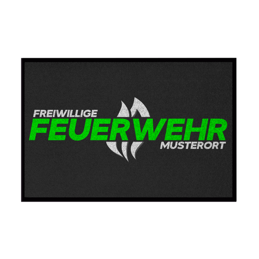 Fußmatte - Flamme Freiwillige Feuerwehr Grün [Personalisierbar]