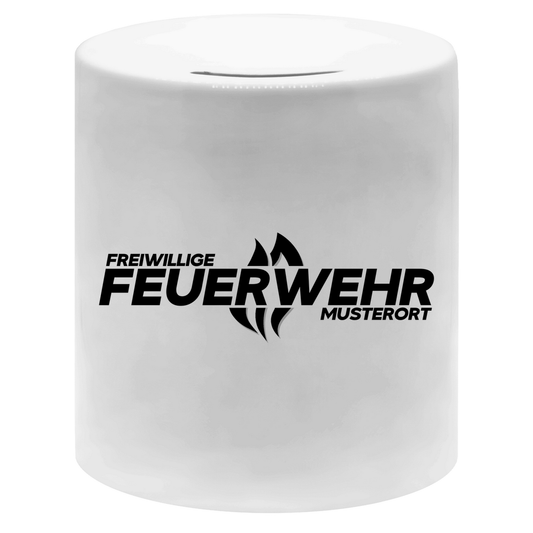 Spardose - Flamme Freiwillige Feuerwehr Schwarz [Personalisierbar]