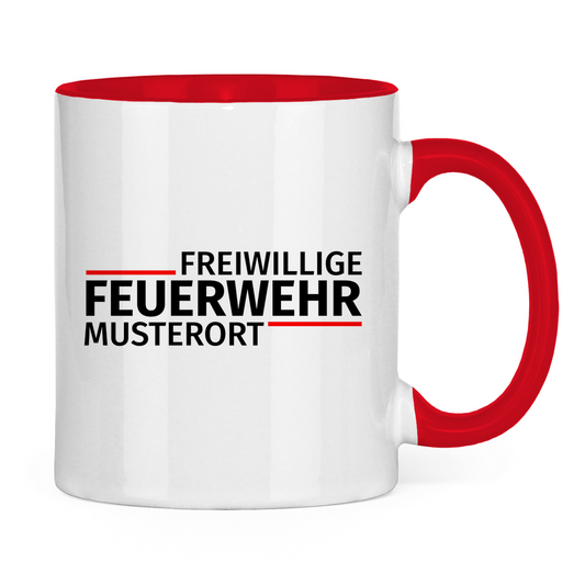 Tasse zweifarbig - Modern Freiwillige Feuerwehr [Personalisierbar]