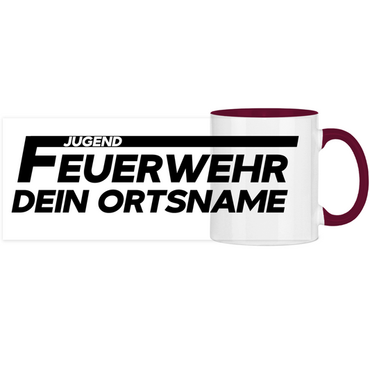 Panorama Tasse zweifarbig - Jugendfeuerwehr [Personalisierbar]