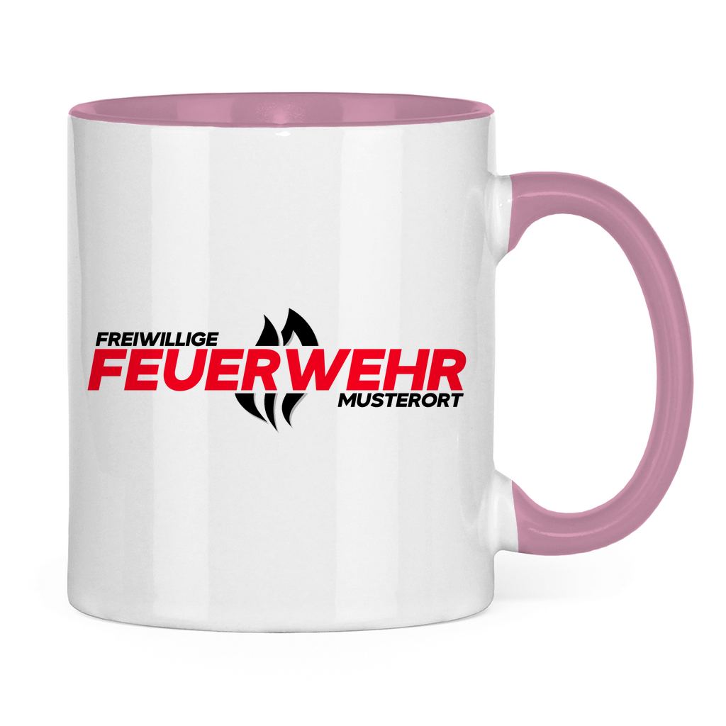 Tasse zweifarbig - Flamme Freiwillige Feuerwehr Rot [Personalisierbar]