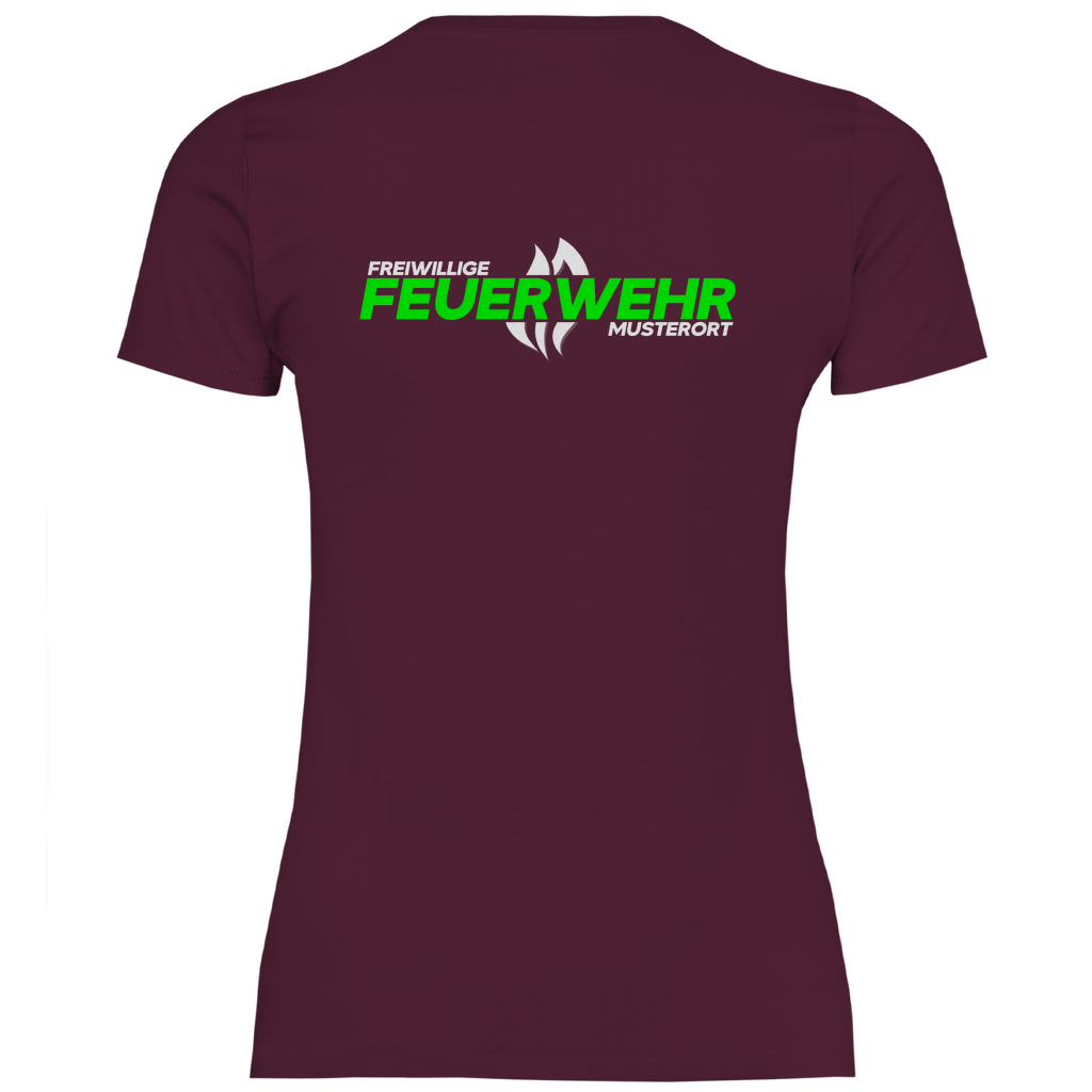 Damen T-Shirt - Flamme Freiwillige Feuerwehr Grün [Personalisierbar]