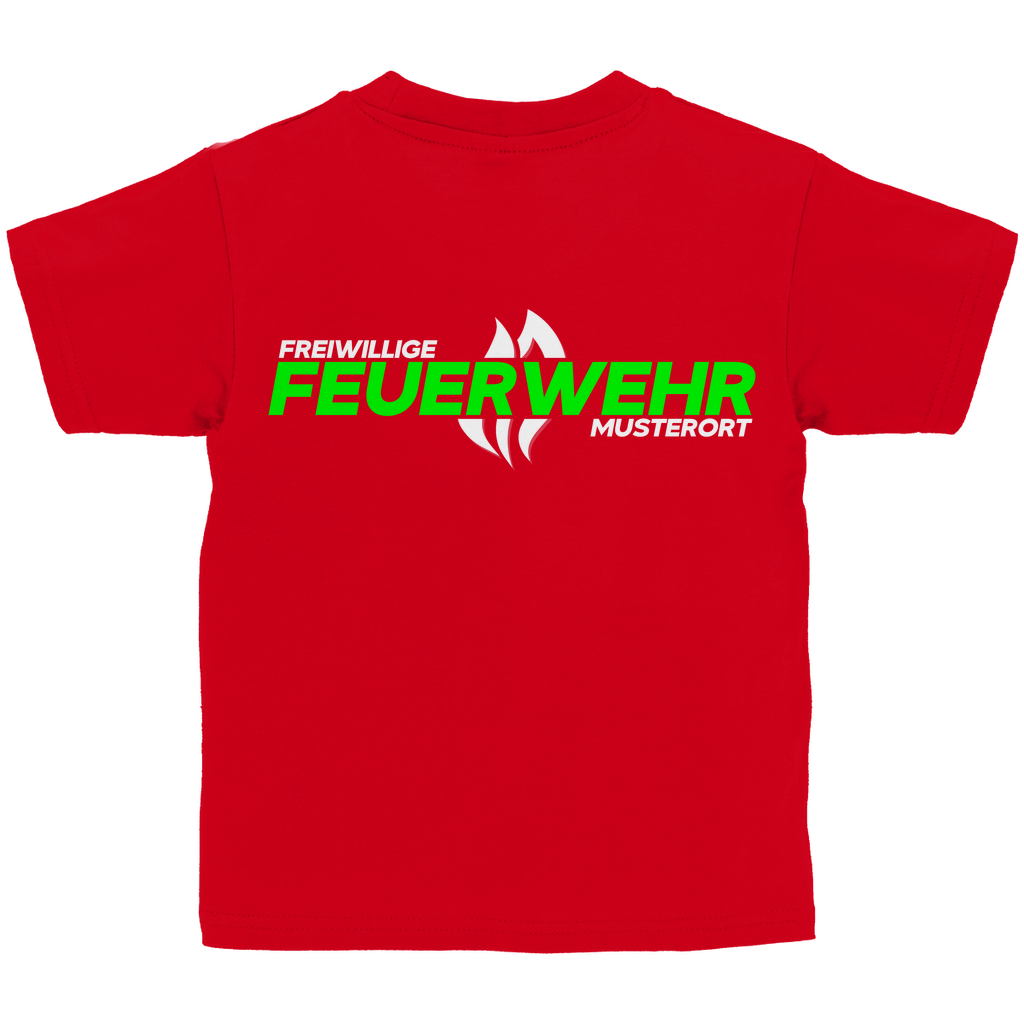 Kinder T-Shirt - Flamme Freiwillige Feuerwehr Grün [Personalisierbar]