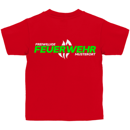 Kinder T-Shirt - Flamme Freiwillige Feuerwehr Grün [Personalisierbar]