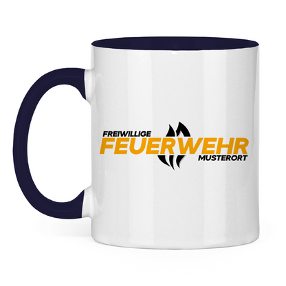 Tasse zweifarbig - Flamme Freiwillige Feuerwehr Gelb [Personalisierbar]