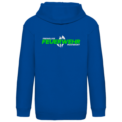 Kinder Hoodie - Flamme Freiwillige Feuerwehr Grün [Personalisierbar]