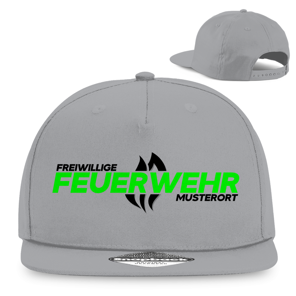 Snapback Rapper Cap - Flamme Freiwillige Feuerwehr Grün [Personalisierbar]