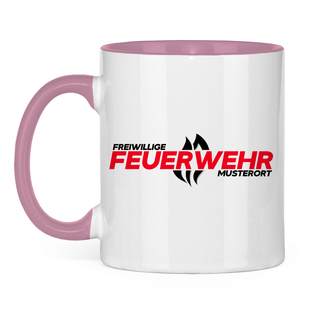 Tasse zweifarbig - Flamme Freiwillige Feuerwehr Rot [Personalisierbar]