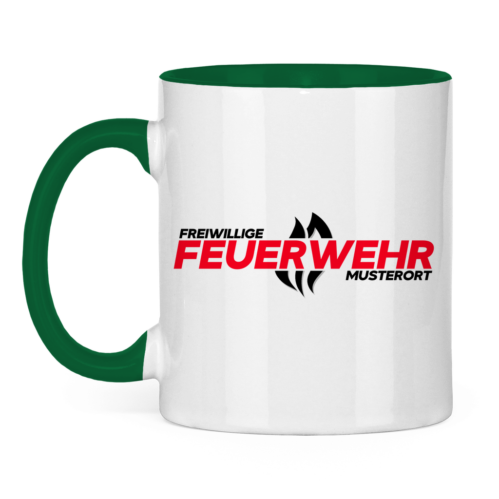 Tasse zweifarbig - Flamme Freiwillige Feuerwehr Rot [Personalisierbar]