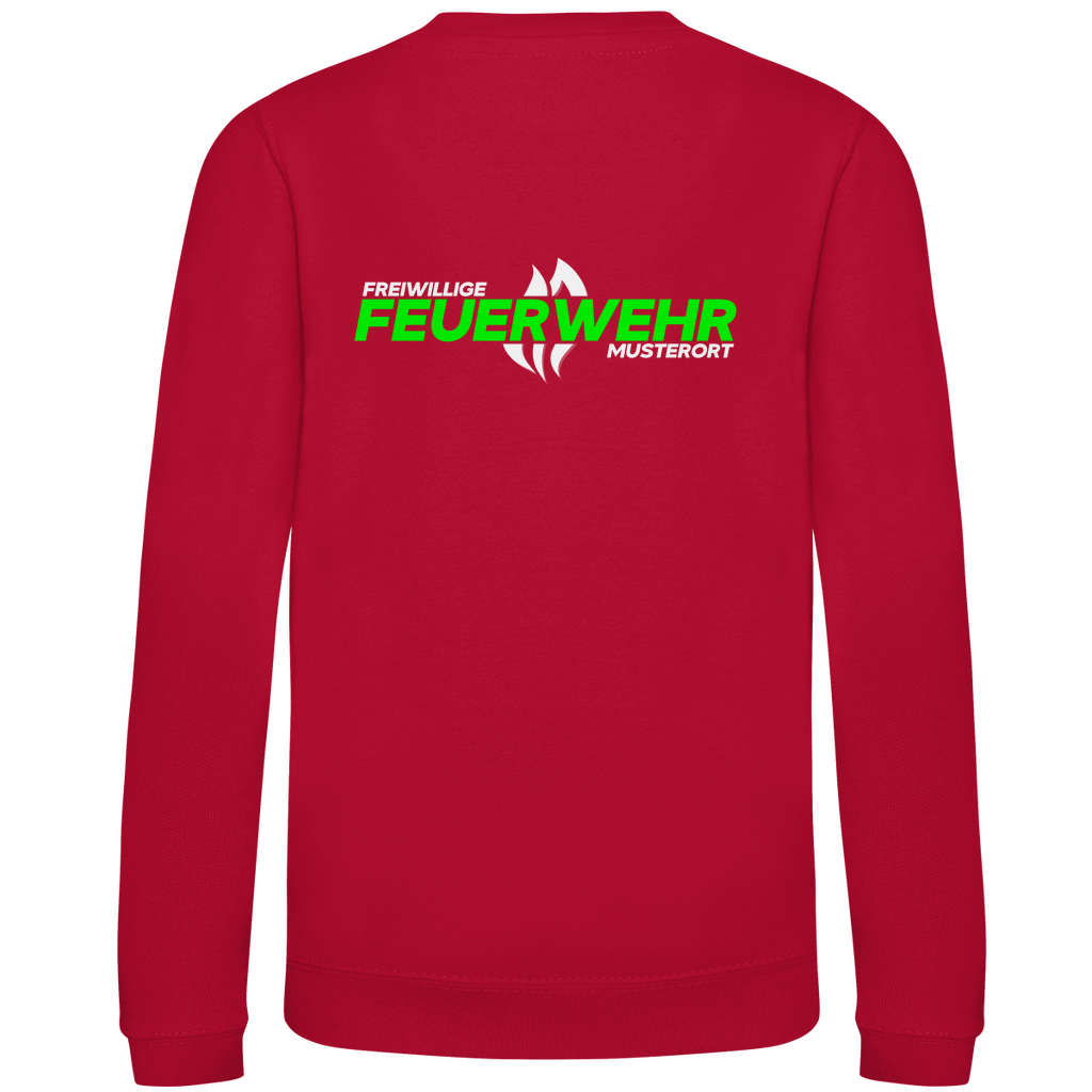 Kinder Sweatshirt - Flamme Freiwillige Feuerwehr Grün [Personalisierbar]