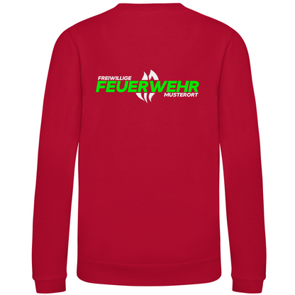 Kinder Sweatshirt - Flamme Freiwillige Feuerwehr Grün [Personalisierbar]