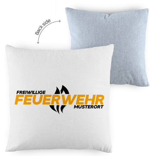 Kopfkissen zweifarbig - Flamme Freiwillige Feuerwehr Gelb [Personalisierbar]