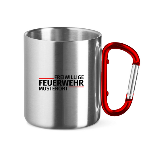 Edelstahltasse mit Karabinergriff - Modern Freiwillige Feuerwehr [Personalisierbar]