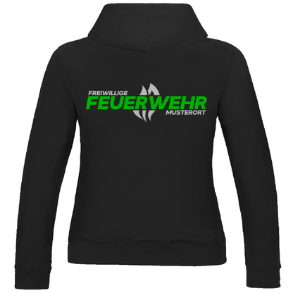 Damen Hoodie - Flamme Freiwillige Feuerwehr Grün [Personalisierbar]