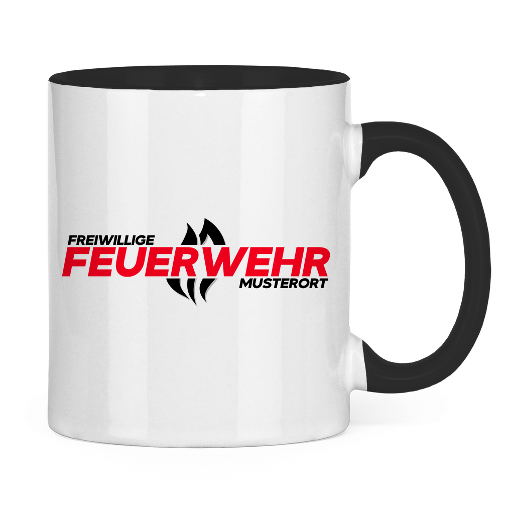 Tasse zweifarbig - Flamme Freiwillige Feuerwehr Rot [Personalisierbar]