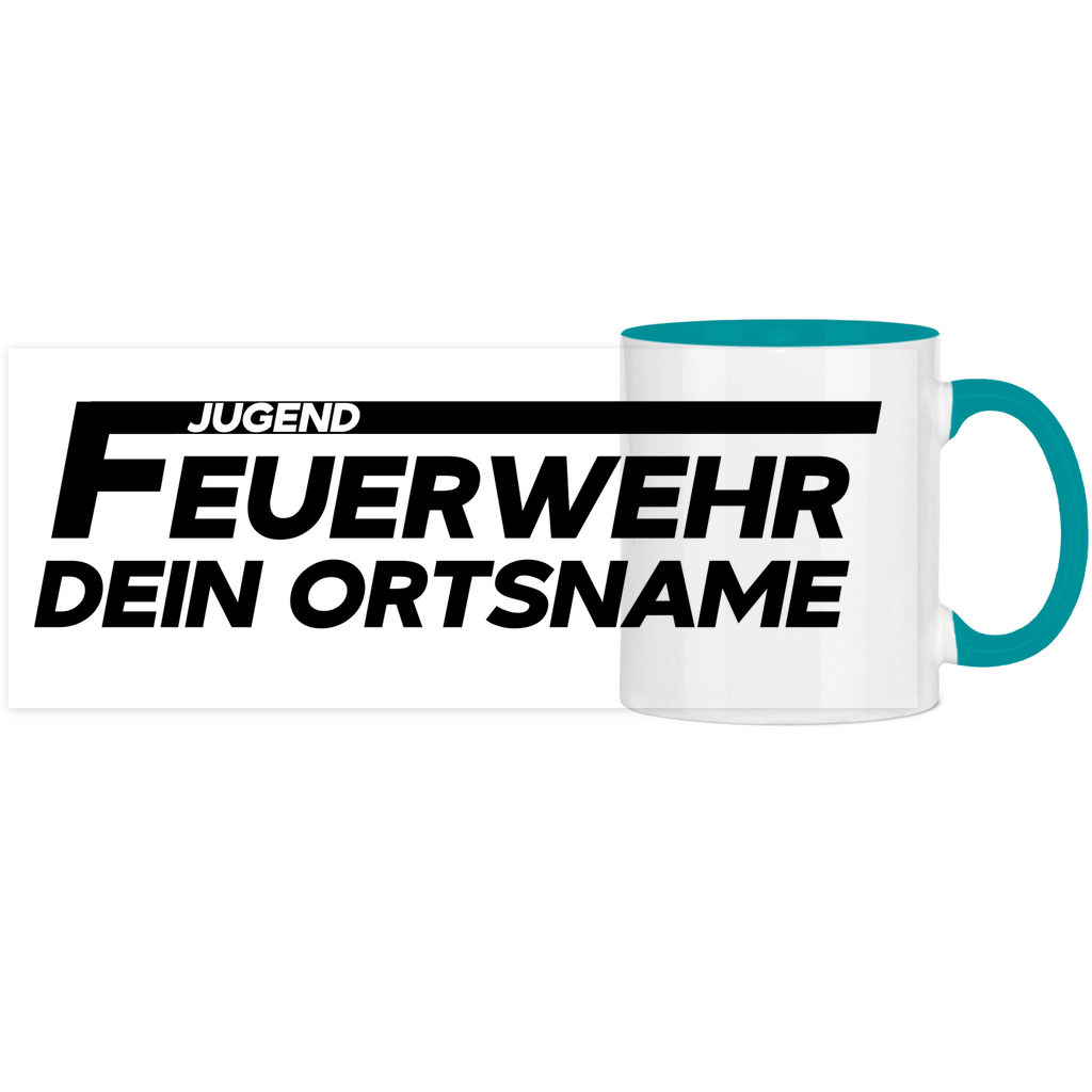 Panorama Tasse zweifarbig - Jugendfeuerwehr [Personalisierbar]