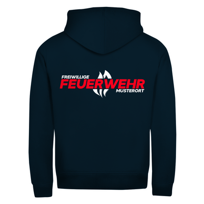 Unisex Zipper Hoodie - Flamme Freiwillige Feuerwehr Rot [Personalisierbar]