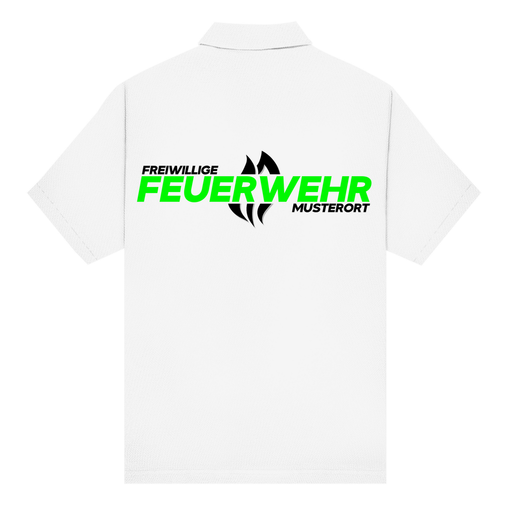 Unisex Poloshirt - Flamme Freiwillige Feuerwehr Grün (Personalisierbar)