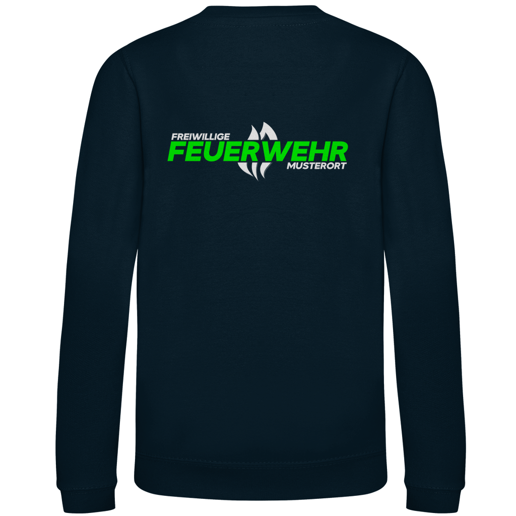 Kinder Sweatshirt - Flamme Freiwillige Feuerwehr Grün [Personalisierbar]