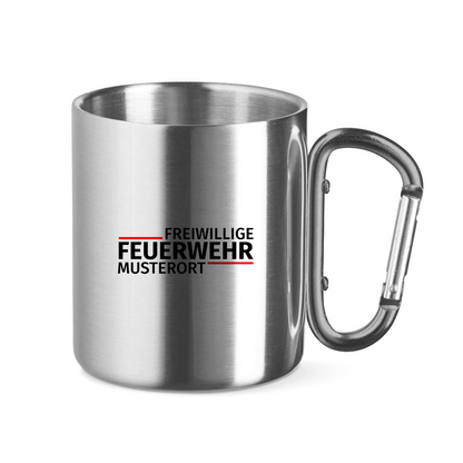 Edelstahltasse mit Karabinergriff - Modern Freiwillige Feuerwehr [Personalisierbar]