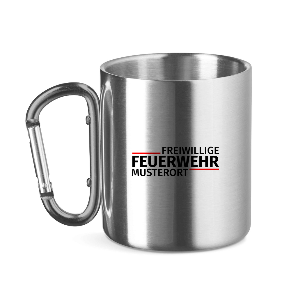 Edelstahltasse mit Karabinergriff - Modern Freiwillige Feuerwehr [Personalisierbar]
