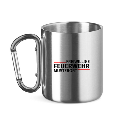 Edelstahltasse mit Karabinergriff - Modern Freiwillige Feuerwehr [Personalisierbar]