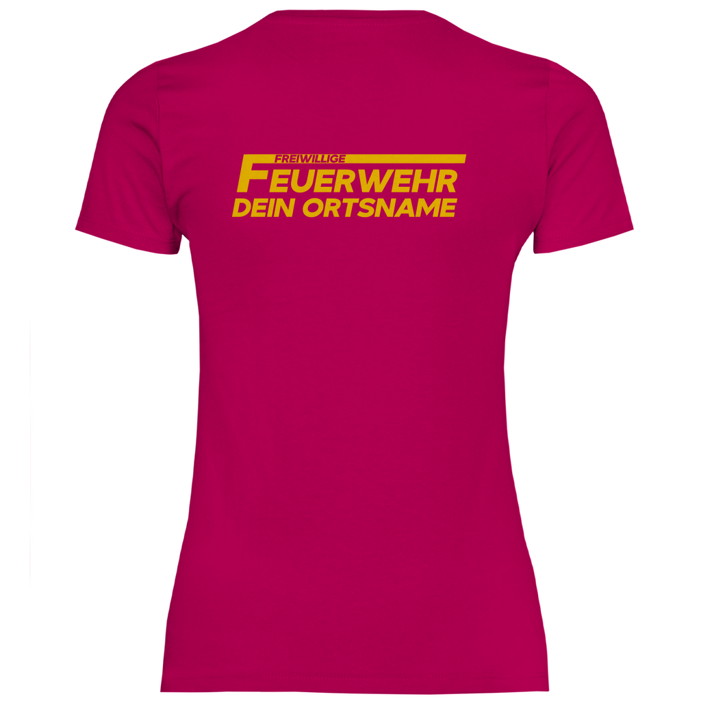 Damen T-Shirt - Freiwillige Feuerwehr Gelb (Personalisierbar)
