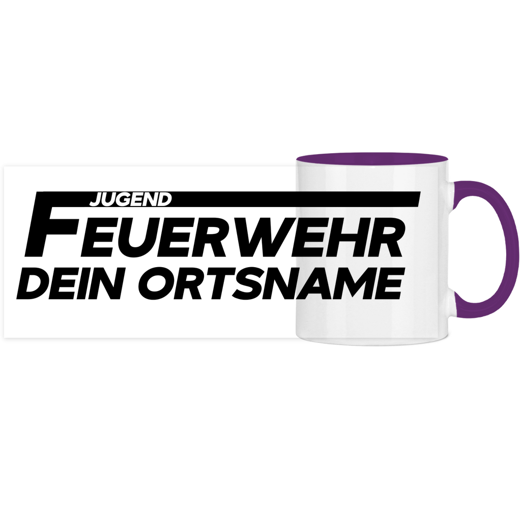 Panorama Tasse zweifarbig - Jugendfeuerwehr [Personalisierbar]