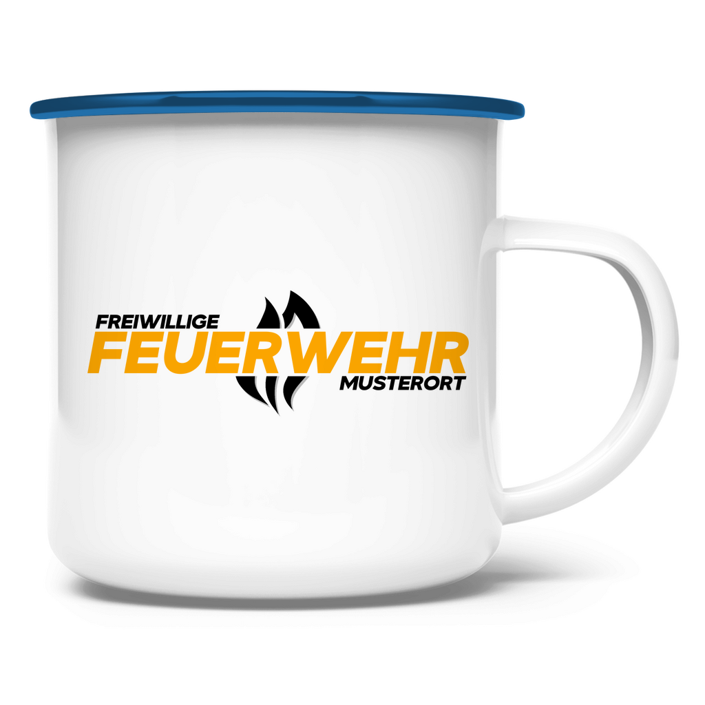 Emaille Tasse - Flamme Freiwillige Feuerwehr Gelb [Personalisierbar]