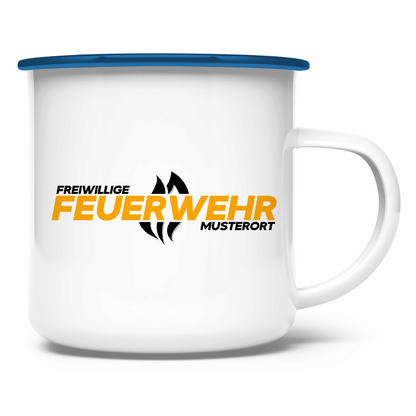Emaille Tasse - Flamme Freiwillige Feuerwehr Gelb [Personalisierbar]