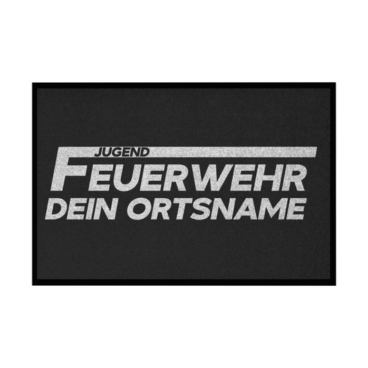 Fußmatte mit Gummirand - Jugendfeuerwehr Weiß (Personalisierbar)