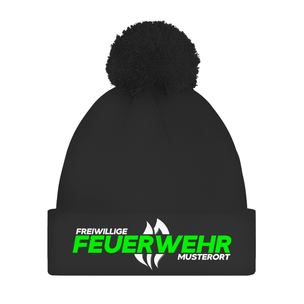 Bommelmütze - Flamme Freiwillige Feuerwehr Grün [Personalisierbar]
