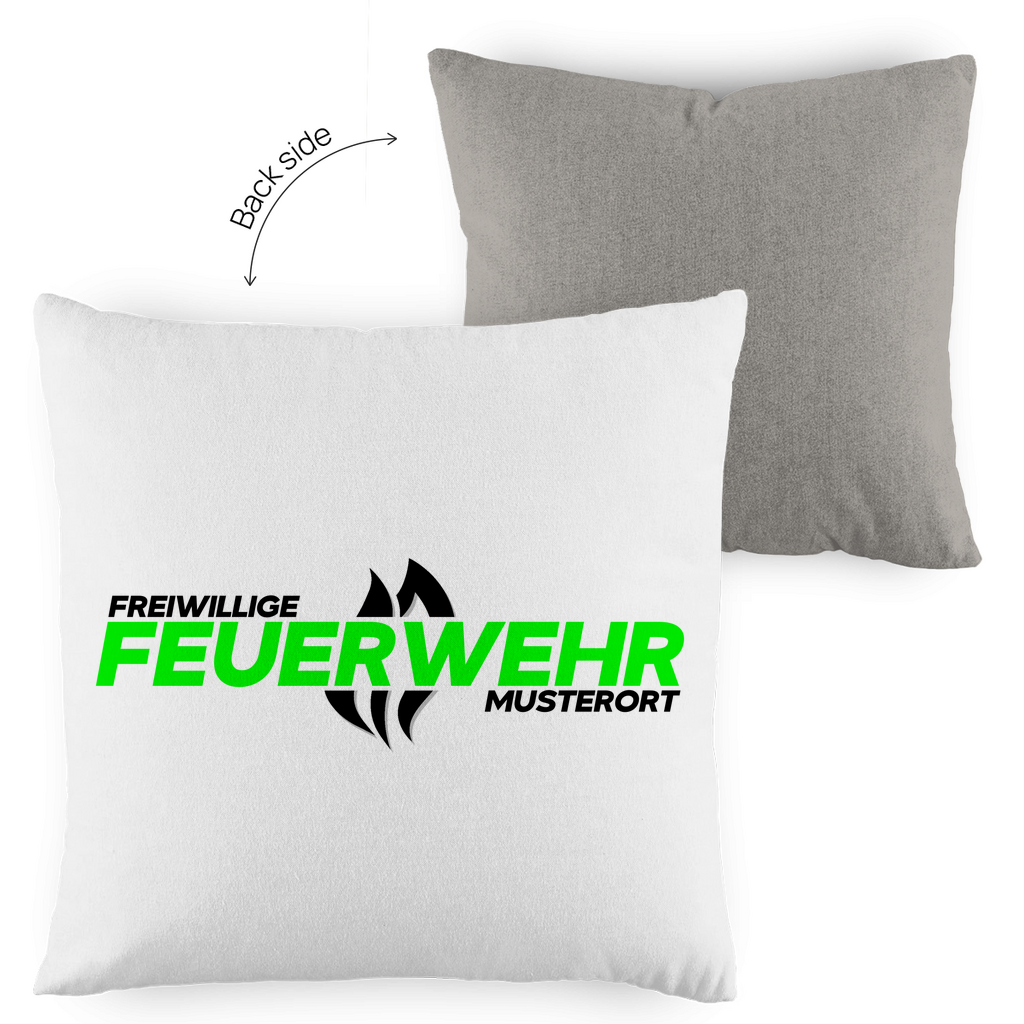 Kopfkissen zweifarbig - Flamme Freiwillige Feuerwehr Grün [Personalisierbar]