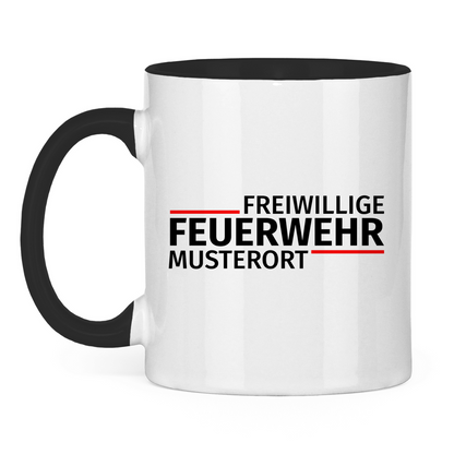 Tasse zweifarbig - Modern Freiwillige Feuerwehr [Personalisierbar]