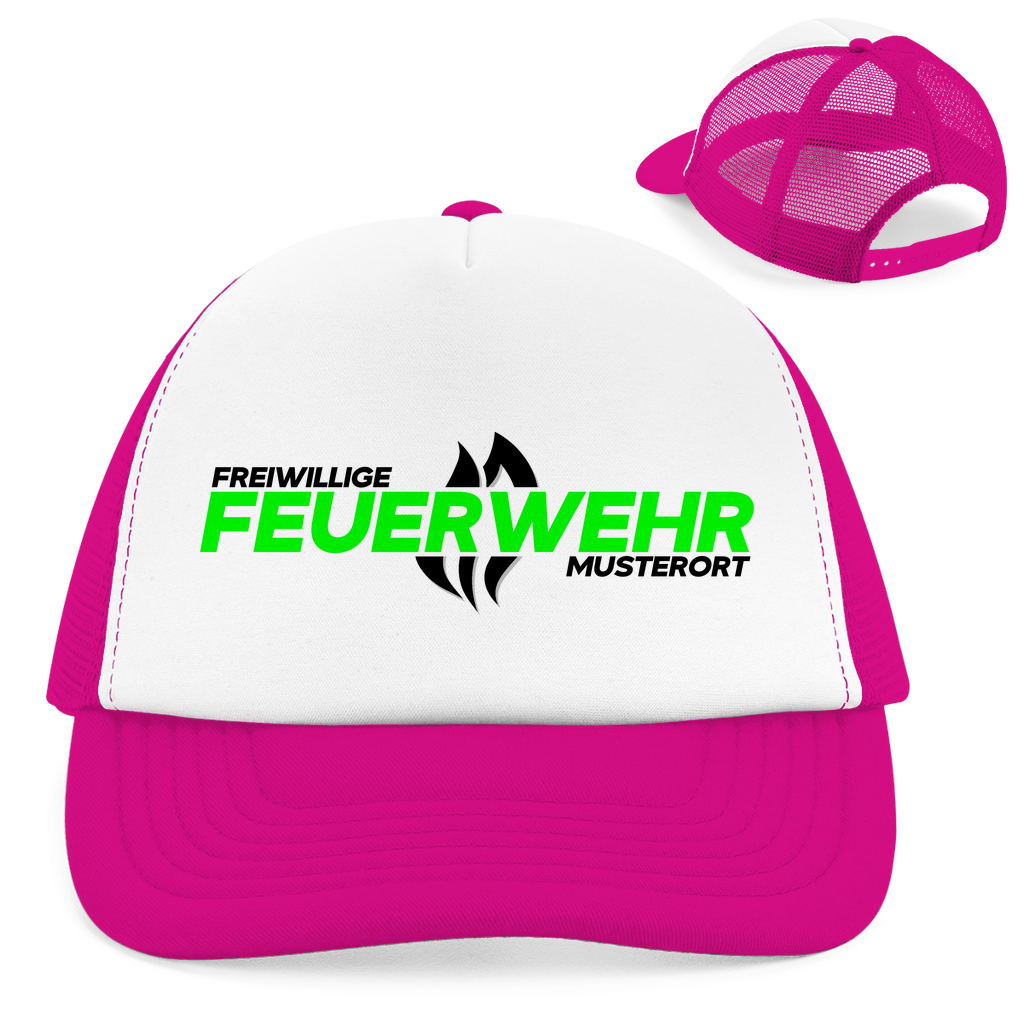 Retro Trucker Cap - Flamme Freiwillige Feuerwehr Grün [Personalisierbar]