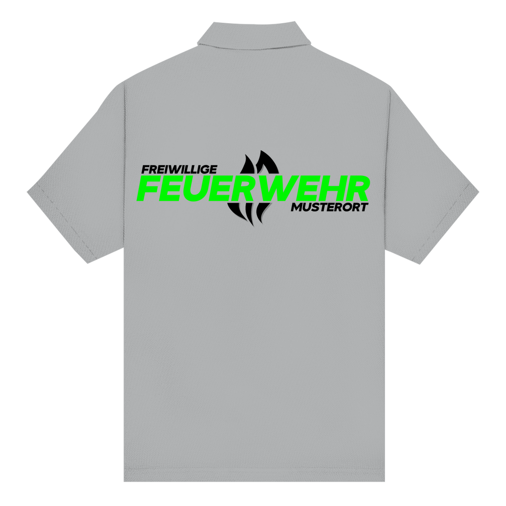 Unisex Poloshirt - Flamme Freiwillige Feuerwehr Grün (Personalisierbar)