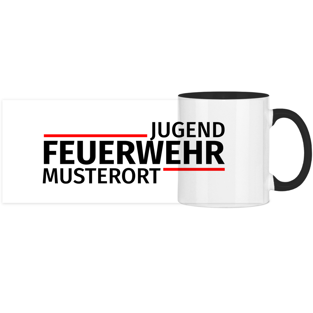 Panorama Tasse zweifarbig - Modern Jugendfeuerwehr [Personalisierbar]