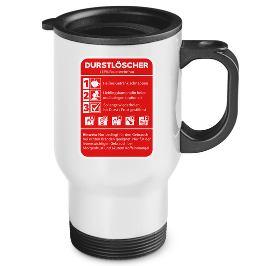 Edelstahl-Thermobecher - Durstlöscher Feuerwehrfrau