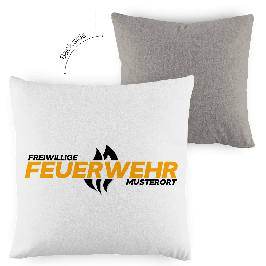Kopfkissen zweifarbig - Flamme Freiwillige Feuerwehr Gelb [Personalisierbar]