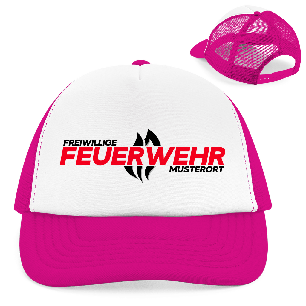 Retro Trucker Cap - Flamme Freiwillige Feuerwehr Rot [Personalisierbar]