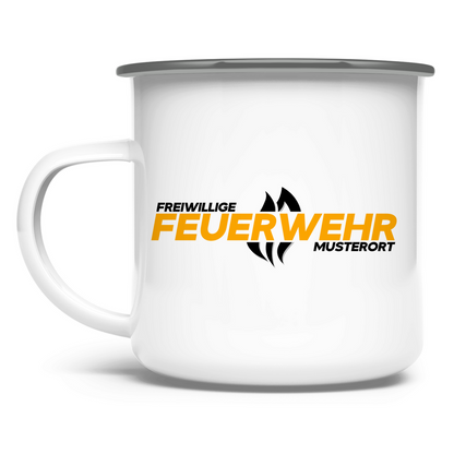 Emaille Tasse - Flamme Freiwillige Feuerwehr Gelb [Personalisierbar]