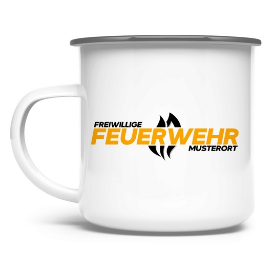 Emaille Tasse - Flamme Freiwillige Feuerwehr Gelb [Personalisierbar]