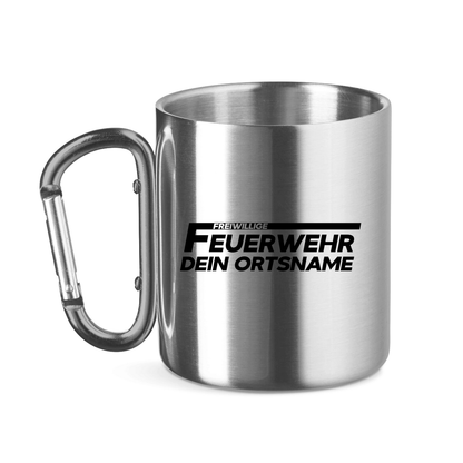 Edelstahltasse mit Karabinergriff - Freiwillige Feuerwehr [Personalisierbar]