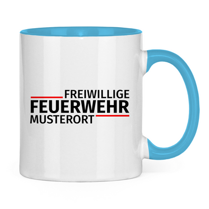Tasse zweifarbig - Modern Freiwillige Feuerwehr [Personalisierbar]