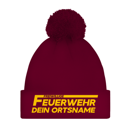 Bommelmütze - Freiwillige Feuerwehr Gelb [Personalisierbar]