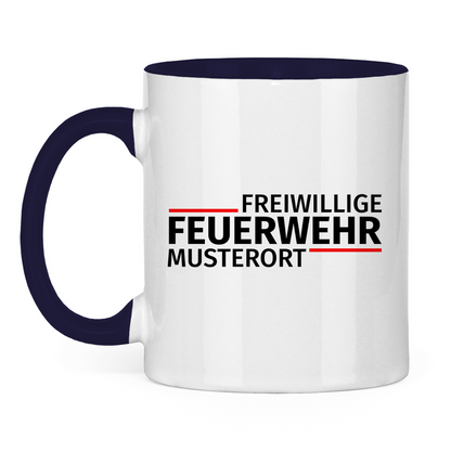 Tasse zweifarbig - Modern Freiwillige Feuerwehr [Personalisierbar]