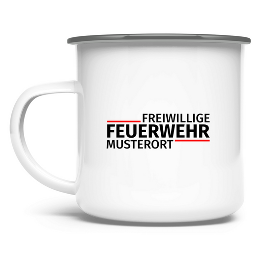 Emaille Tasse - Modern Freiwillige Feuerwehr [Personalisierbar]