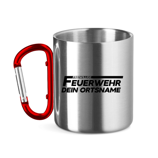 Edelstahltasse mit Karabinergriff - Freiwillige Feuerwehr [Personalisierbar]