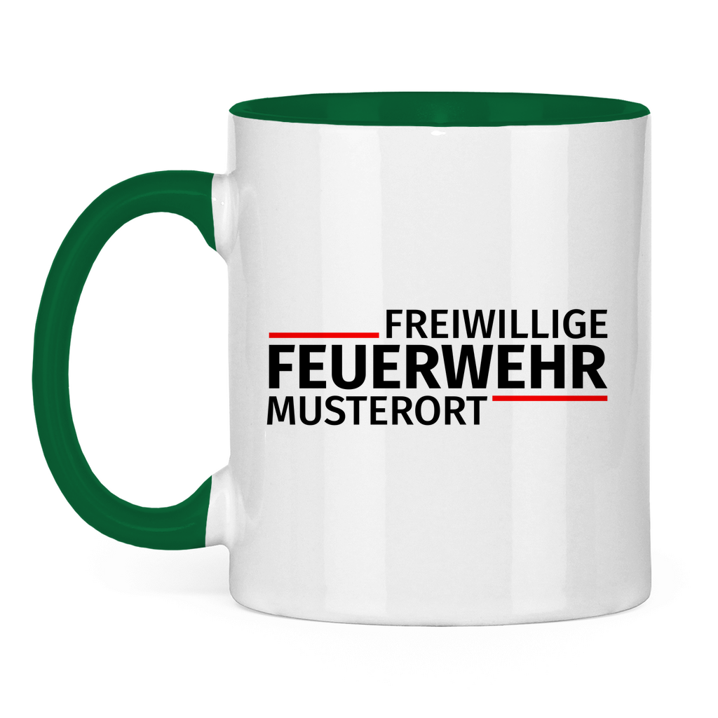 Tasse zweifarbig - Modern Freiwillige Feuerwehr [Personalisierbar]
